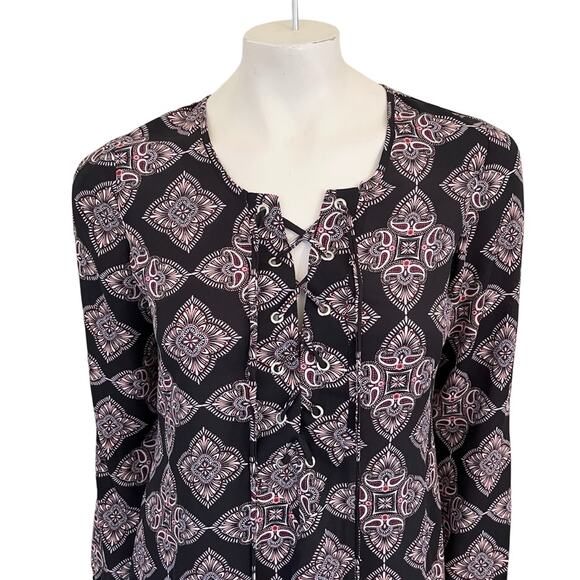 VTG 90s CHARLOTTE RUSSE Retro Medallion Print Semi Sheer Shift Dress SZ S - Picture 4 of 11